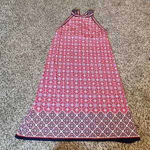 Max‎ Studio Red Navy Geometric Tile Halter Dress Strappy Back Womens Medium NWT
